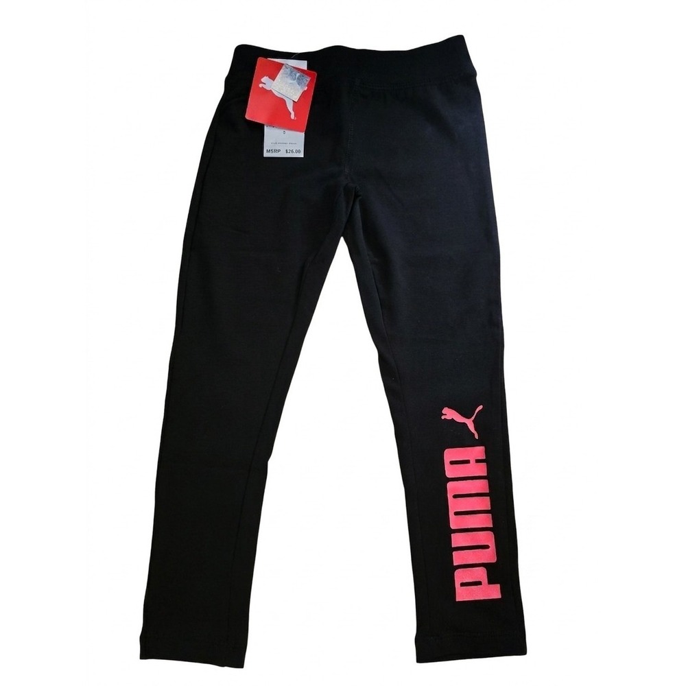 NWT Girls PUMA Black Pink Leggings Size 5